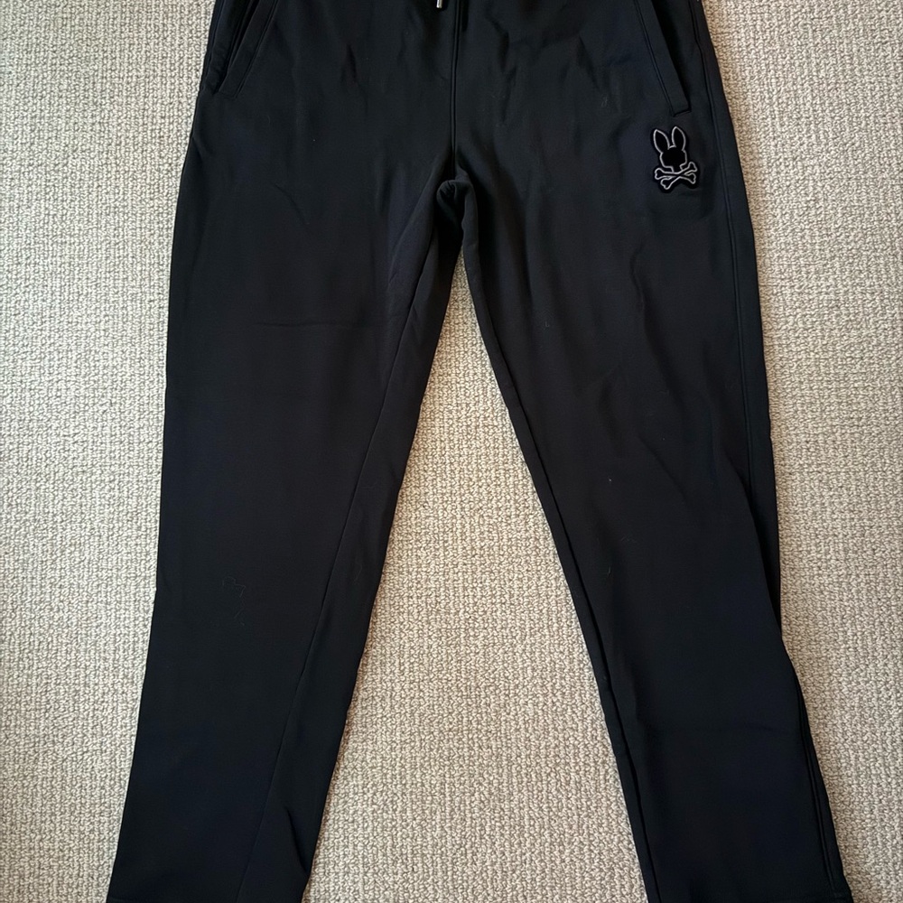 Psycho Bunny Black Men's Jogger Sweatpants with Embroidered Logo
